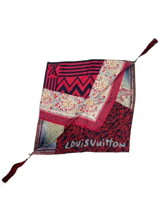 Louis Vuitton Scarf Silk Carre Bonbon Karakoram Red - Picture 3 of 5